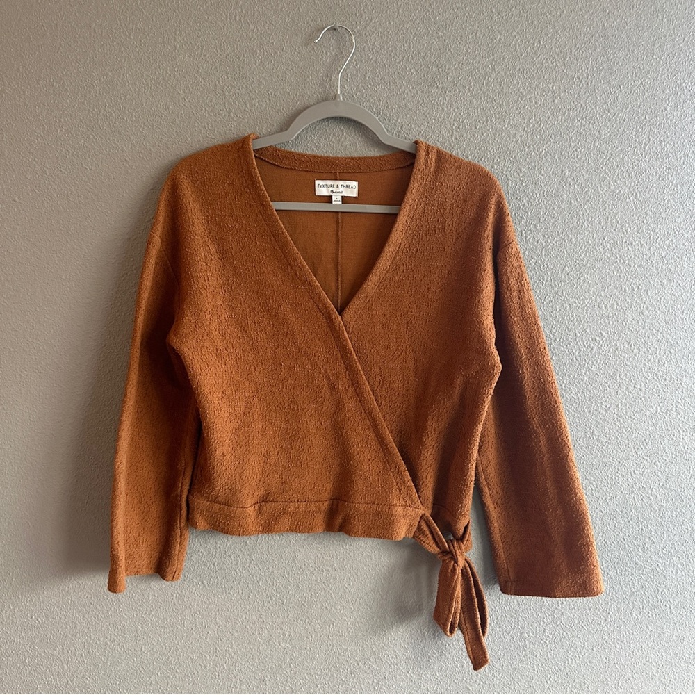 Madewell Toasted Orange Wrap Sweater Top